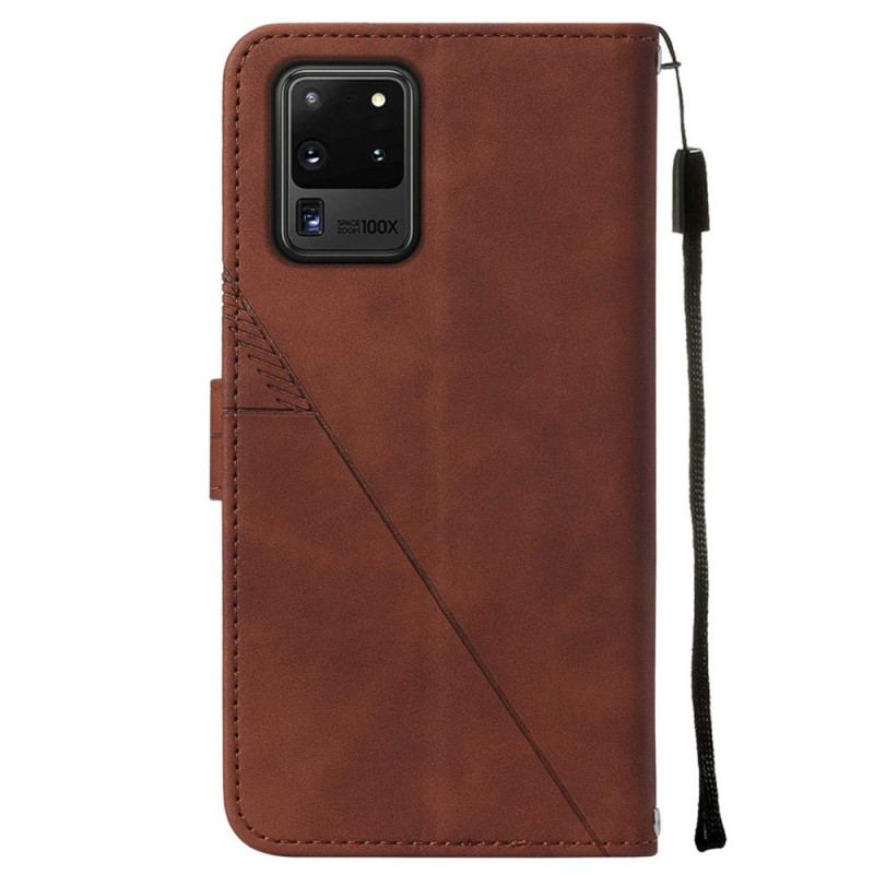 Capa Flip Para Samsung Galaxy S20 Ultra Efeito Couro Pirâmide