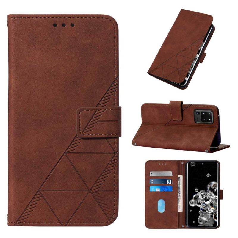 Capa Flip Para Samsung Galaxy S20 Ultra Efeito Couro Pirâmide