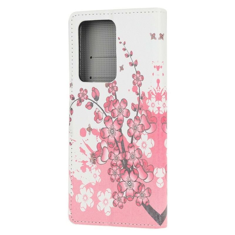 Capa Flip Para Samsung Galaxy S20 Ultra Flores Tropicais