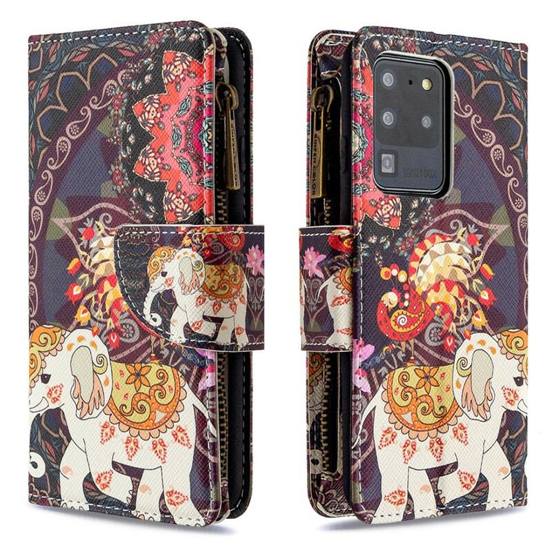 Capa Folio Para Samsung Galaxy S20 Ultra Bolso Elefante Com Zíper