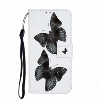 Capa Folio Para Samsung Galaxy S20 Ultra De Cordão Alça Ajustável Borboleta