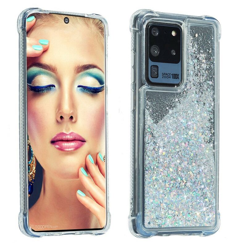 Capa Para Samsung Galaxy S20 Ultra Cantos Reforçados Com Glitter