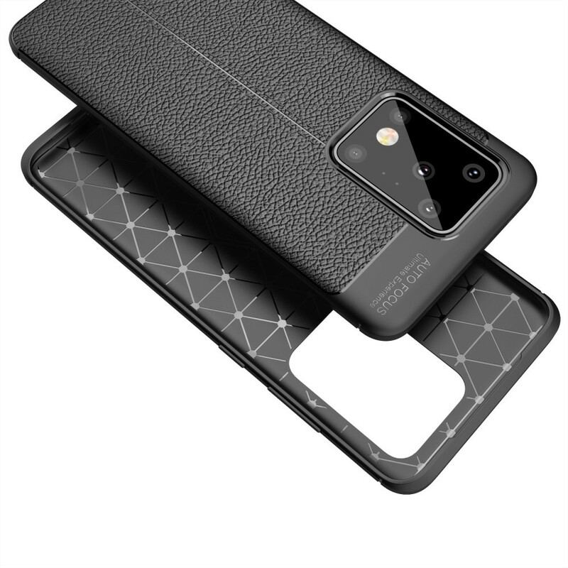 Capa Para Samsung Galaxy S20 Ultra Linha Dupla Efeito Couro Litchi