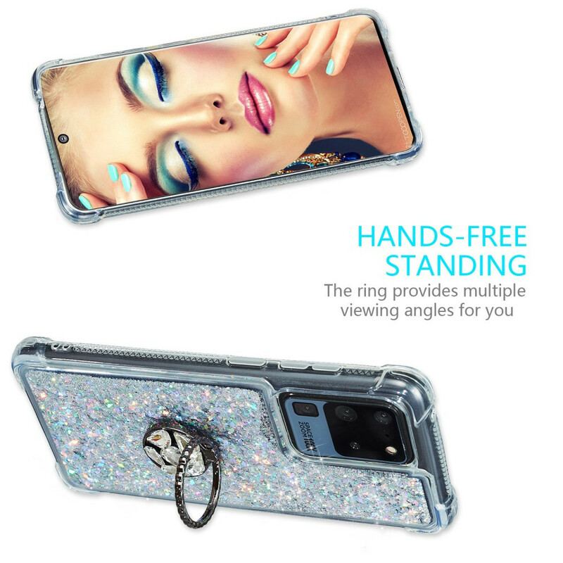 Capa Para Samsung Galaxy S20 Ultra Suporte De Anel Glitter