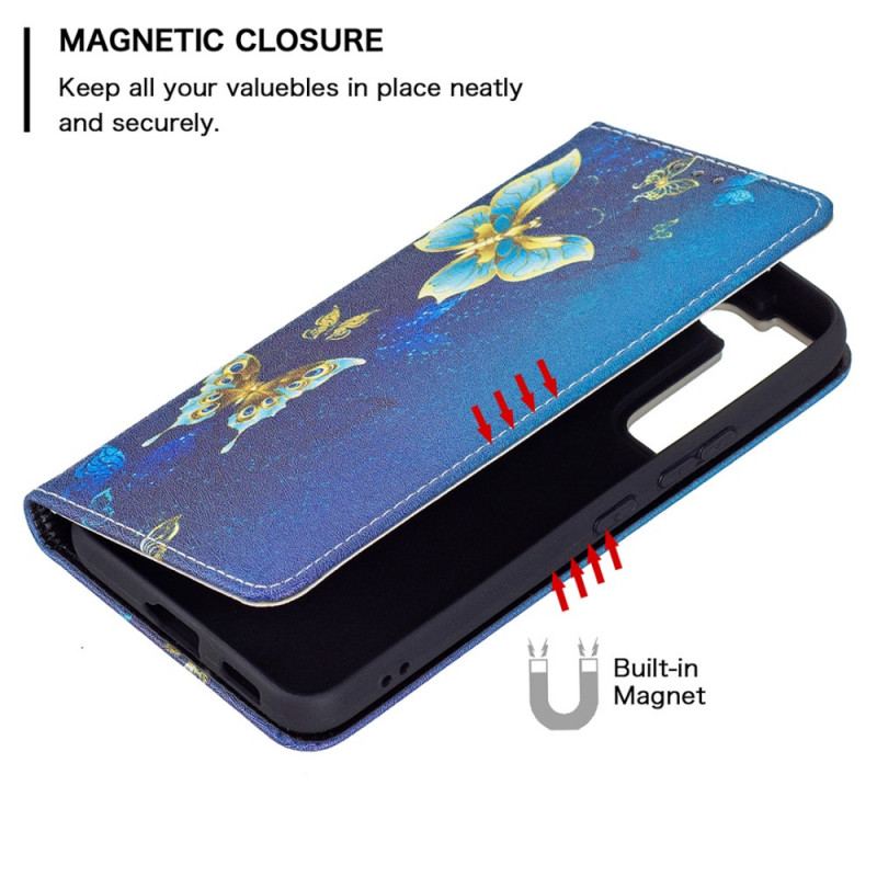 Capa De Celular Para Samsung Galaxy S22 5G Flip Borboletas Coloridas