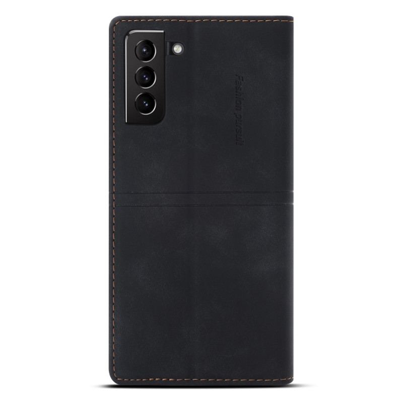 Capa De Celular Para Samsung Galaxy S22 5G Flip Fecho Magnético Com Costura Estilo Couro