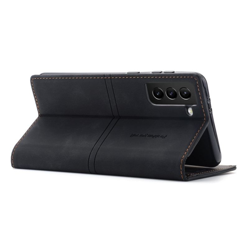 Capa De Celular Para Samsung Galaxy S22 5G Flip Fecho Magnético Com Costura Estilo Couro