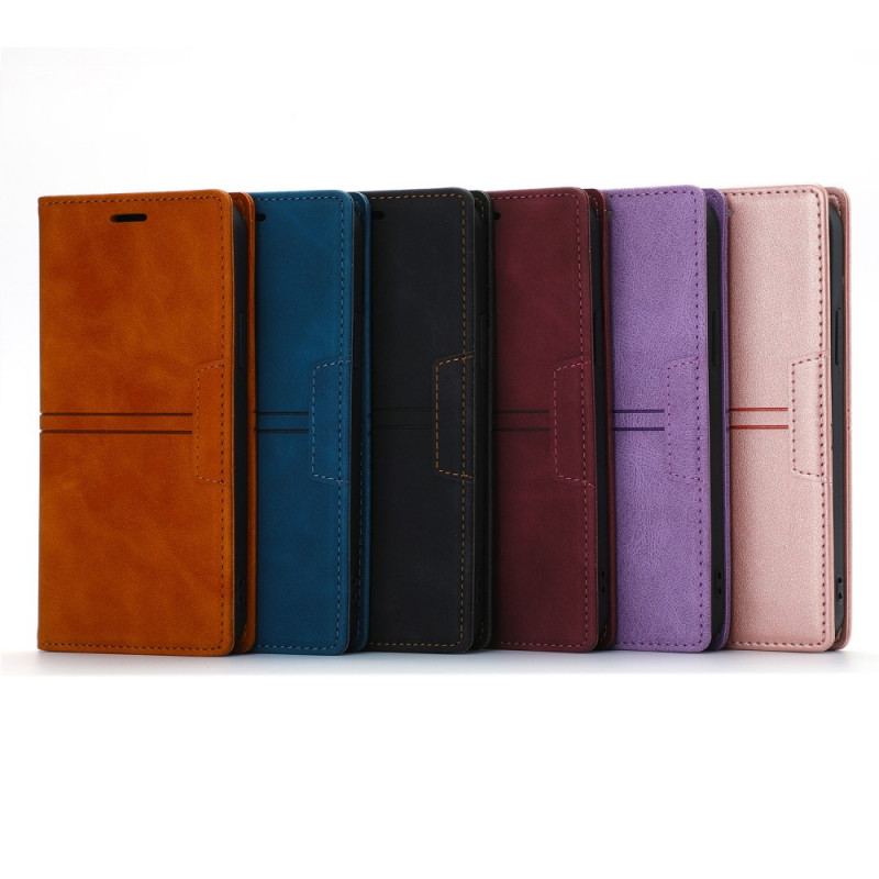 Capa De Celular Para Samsung Galaxy S22 5G Flip Fecho Magnético Com Costura Estilo Couro