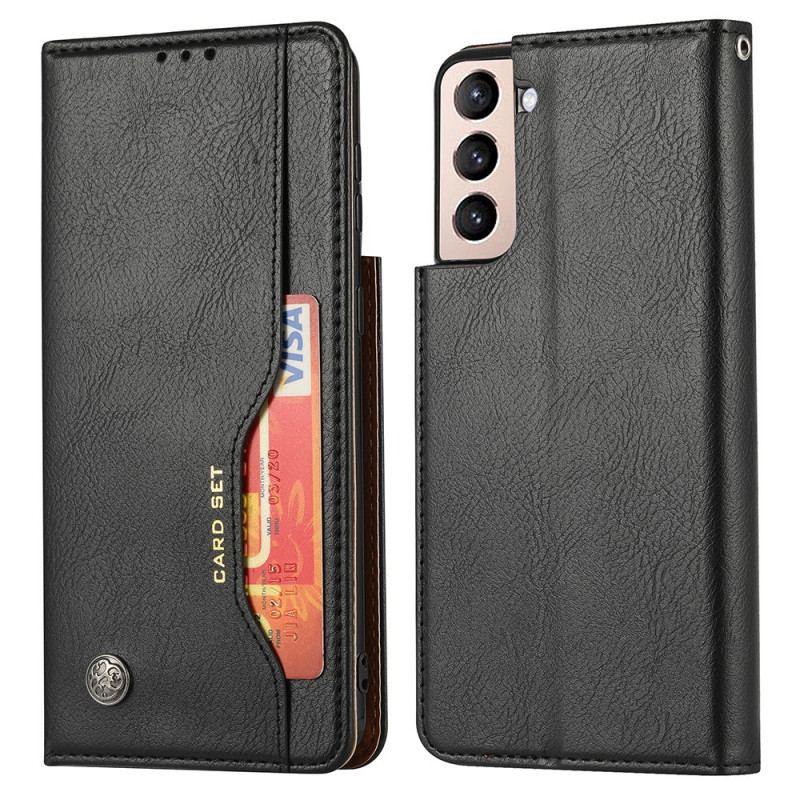 Capa De Celular Para Samsung Galaxy S22 5G Flip Titular De Cartão De Couro Sintético