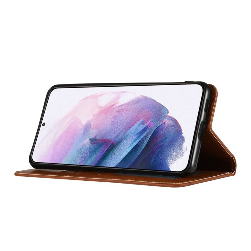 Capa De Celular Para Samsung Galaxy S22 5G Flip Titular De Cartão De Couro Sintético