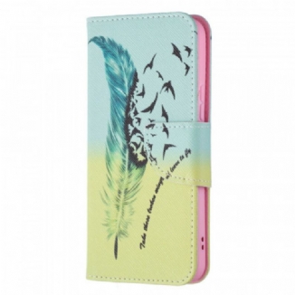 Capa De Couro Para Samsung Galaxy S22 5G Aprender A Voar