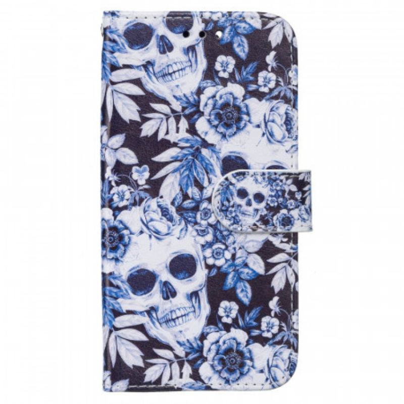 Capa De Couro Para Samsung Galaxy S22 5G Caveiras Retrô