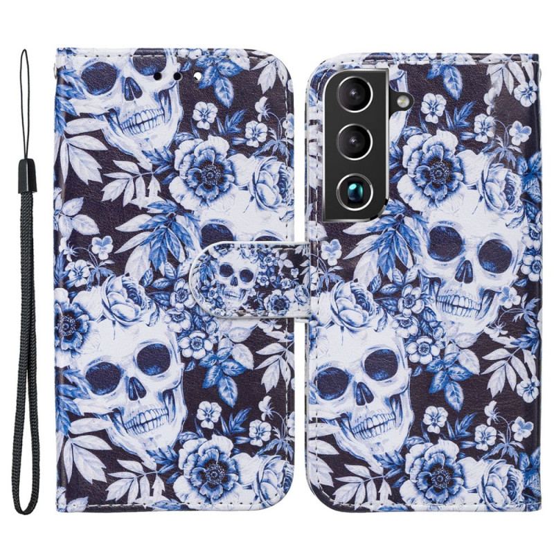 Capa De Couro Para Samsung Galaxy S22 5G Caveiras Retrô