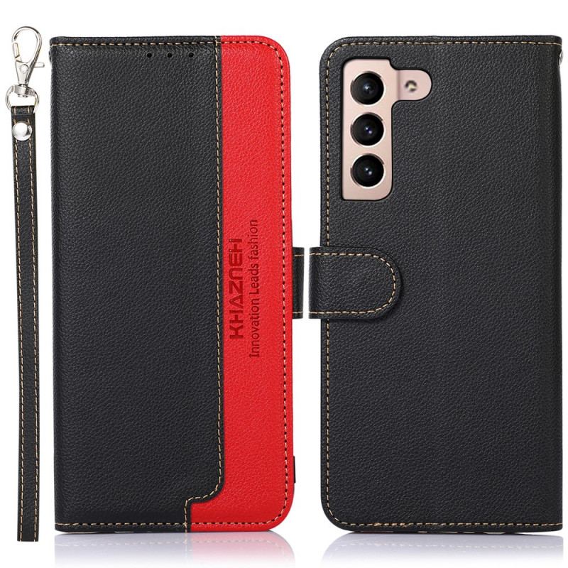 Capa De Couro Para Samsung Galaxy S22 5G Estilo Lichia Rfid Khazneh