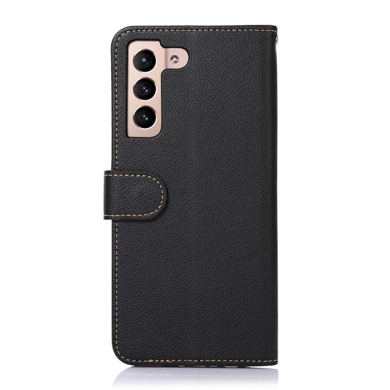 Capa De Couro Para Samsung Galaxy S22 5G Estilo Lichia Rfid Khazneh