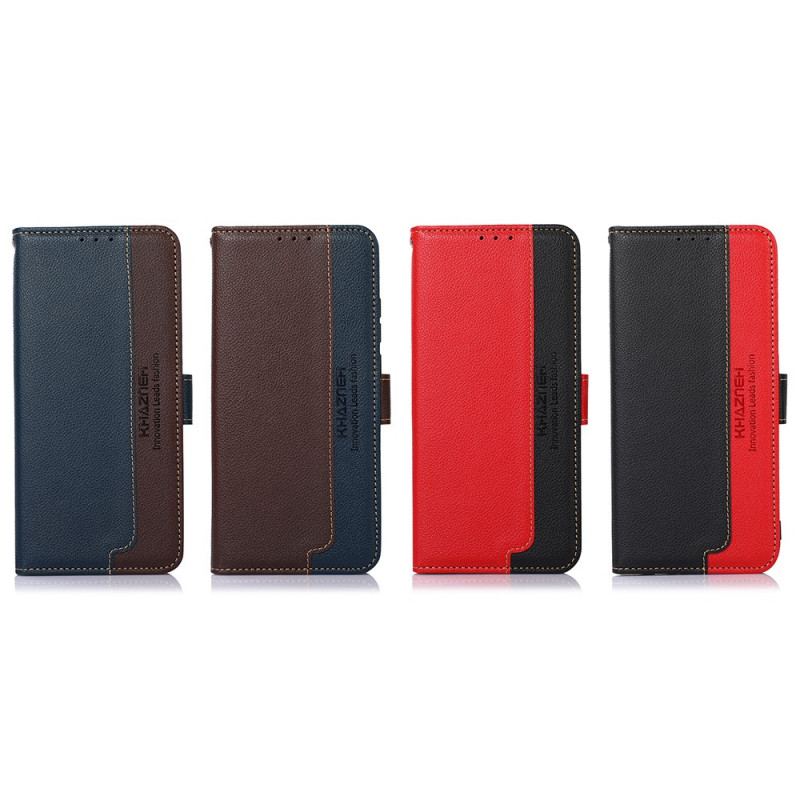 Capa De Couro Para Samsung Galaxy S22 5G Estilo Lichia Rfid Khazneh