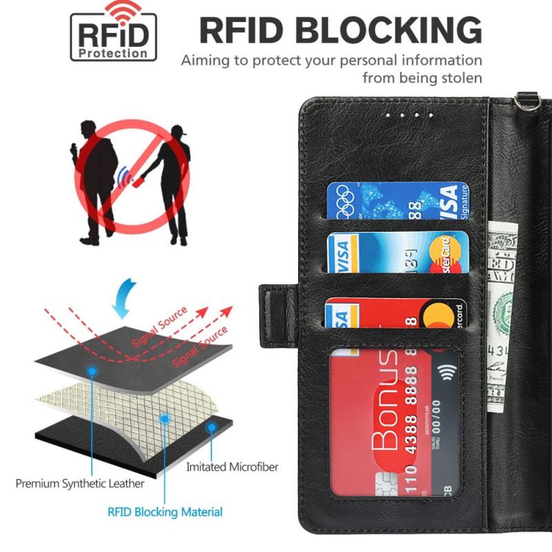 Capa De Couro Para Samsung Galaxy S22 5G Estilo Couro Tecnologia Rfid