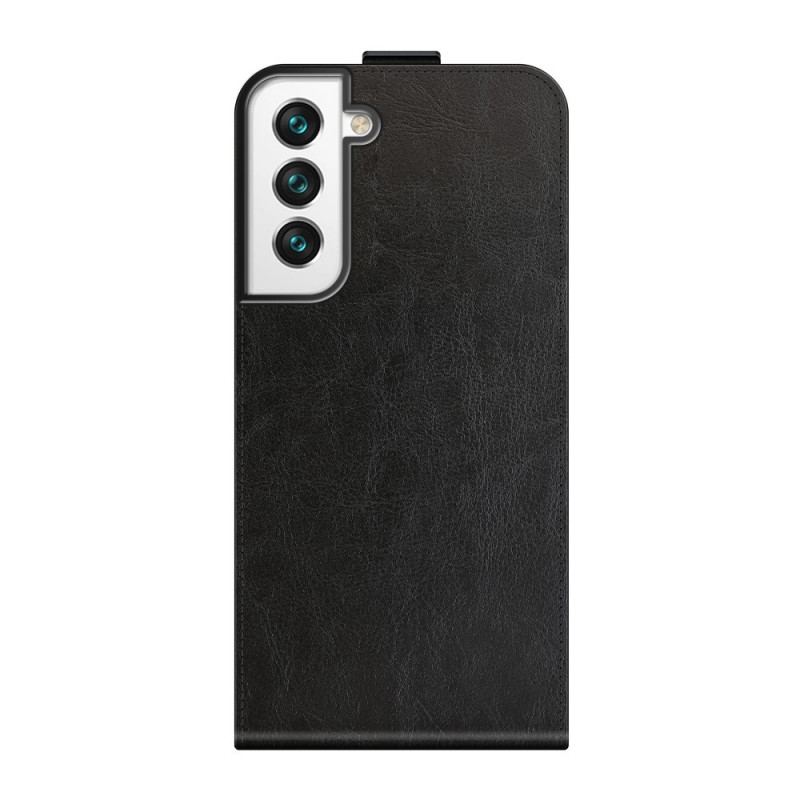 Capa De Couro Para Samsung Galaxy S22 5G Flip Aba Vertical Efeito Couro