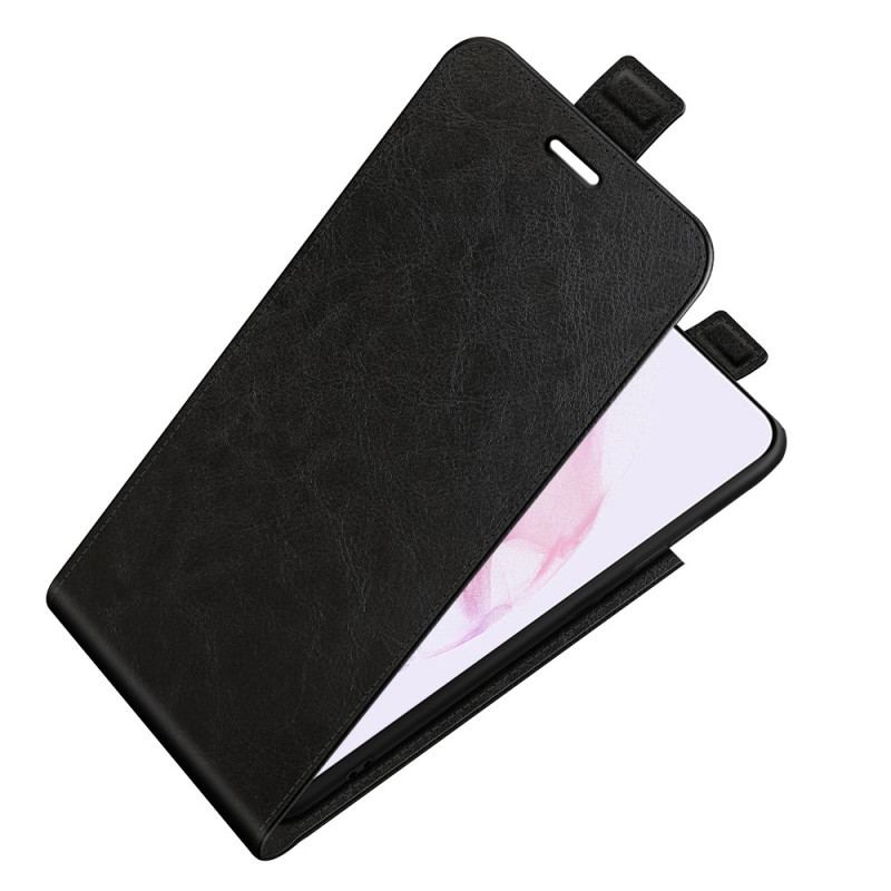 Capa De Couro Para Samsung Galaxy S22 5G Flip Aba Vertical Efeito Couro