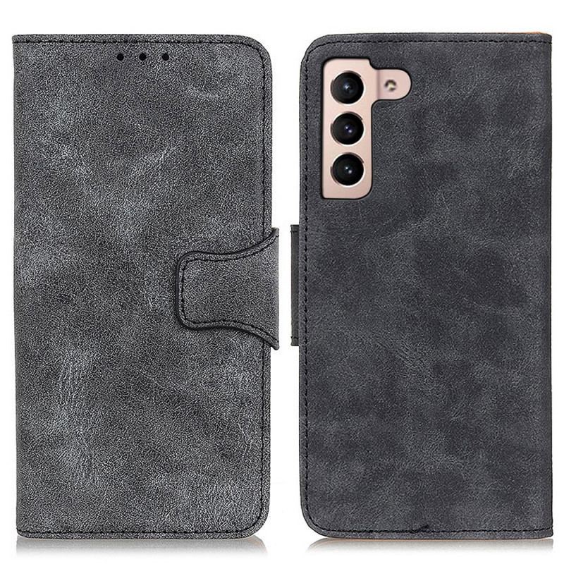 Capa De Couro Para Samsung Galaxy S22 5G Couro Rachado Vintage