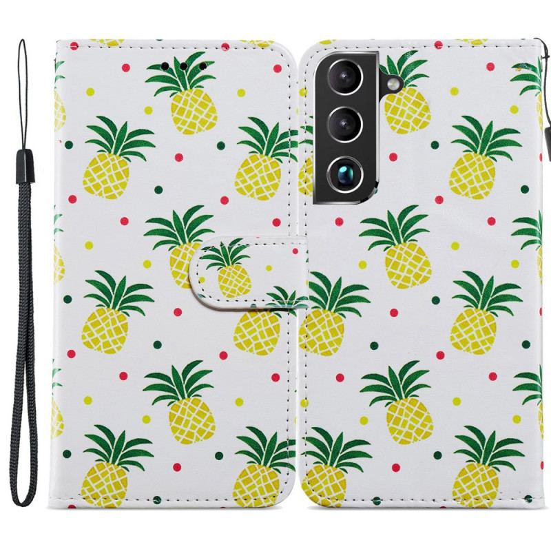 Capa De Couro Para Samsung Galaxy S22 5G Vários Abacaxis