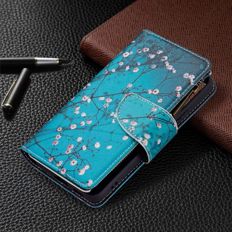 Capa Em Pele Para Samsung Galaxy S22 5G Bolso De Árvore Com Zíper