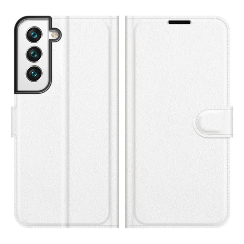 Capa Em Pele Para Samsung Galaxy S22 5G Clássico Efeito Couro Lichia