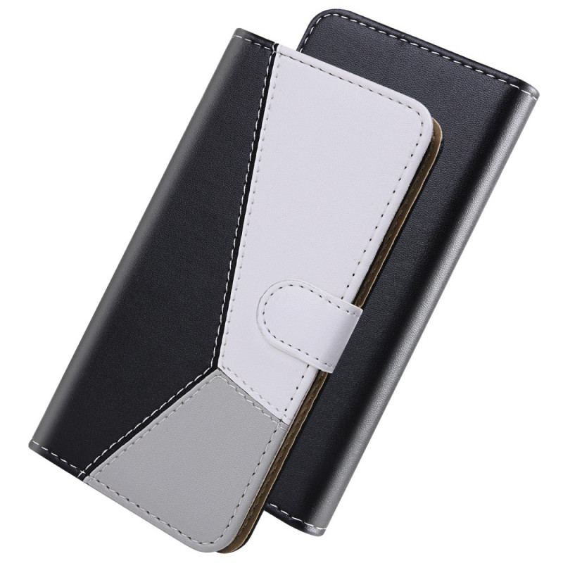 Capa Em Pele Para Samsung Galaxy S22 5G Efeito Couro Tricolor