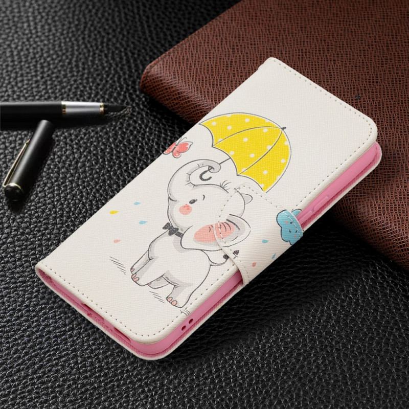 Capa Em Pele Para Samsung Galaxy S22 5G Elefante Bébé