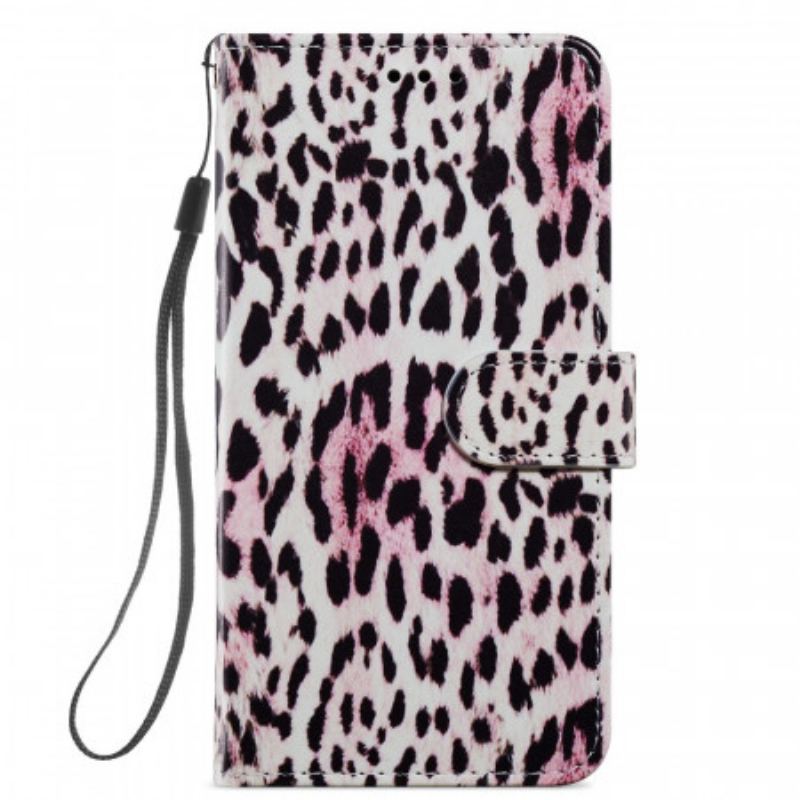 Capa Em Pele Para Samsung Galaxy S22 5G Estampa De Leopardo