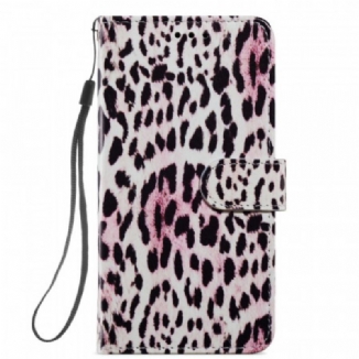 Capa Em Pele Para Samsung Galaxy S22 5G Estampa De Leopardo