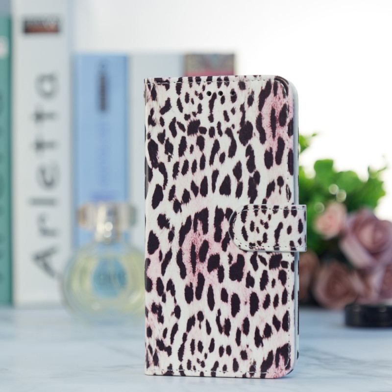 Capa Em Pele Para Samsung Galaxy S22 5G Estampa De Leopardo