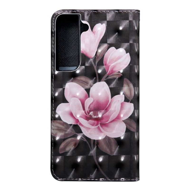 Capa Em Pele Para Samsung Galaxy S22 5G Flores Em Flor