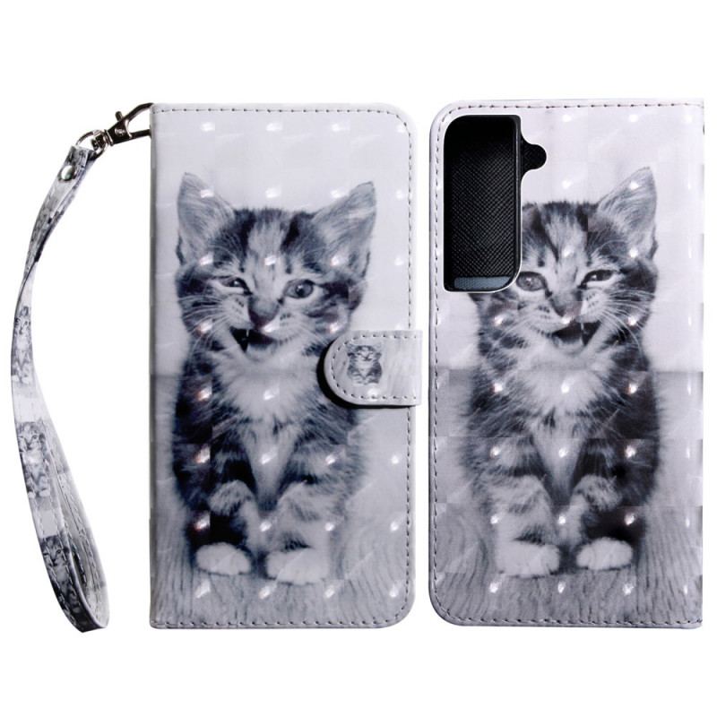 Capa Em Pele Para Samsung Galaxy S22 5G Inácio. O Gatinho