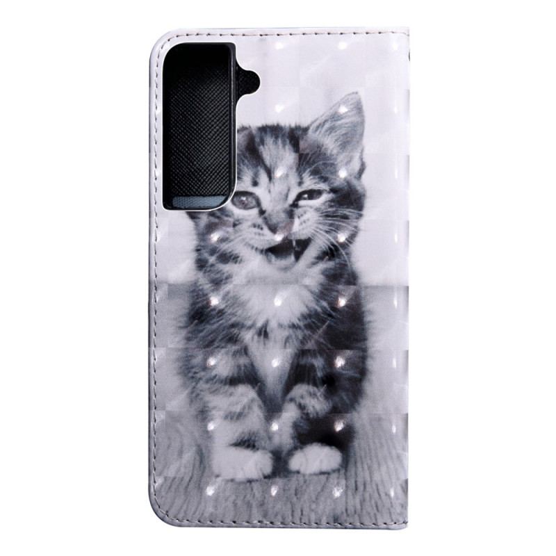 Capa Em Pele Para Samsung Galaxy S22 5G Inácio. O Gatinho