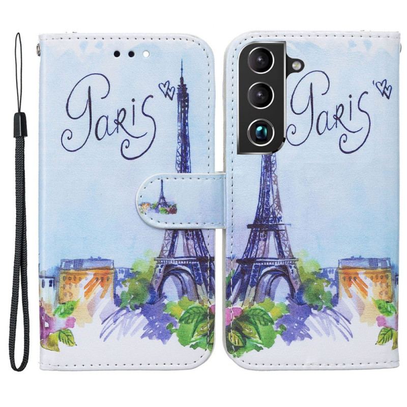 Capa Em Pele Para Samsung Galaxy S22 5G Pintando Paris