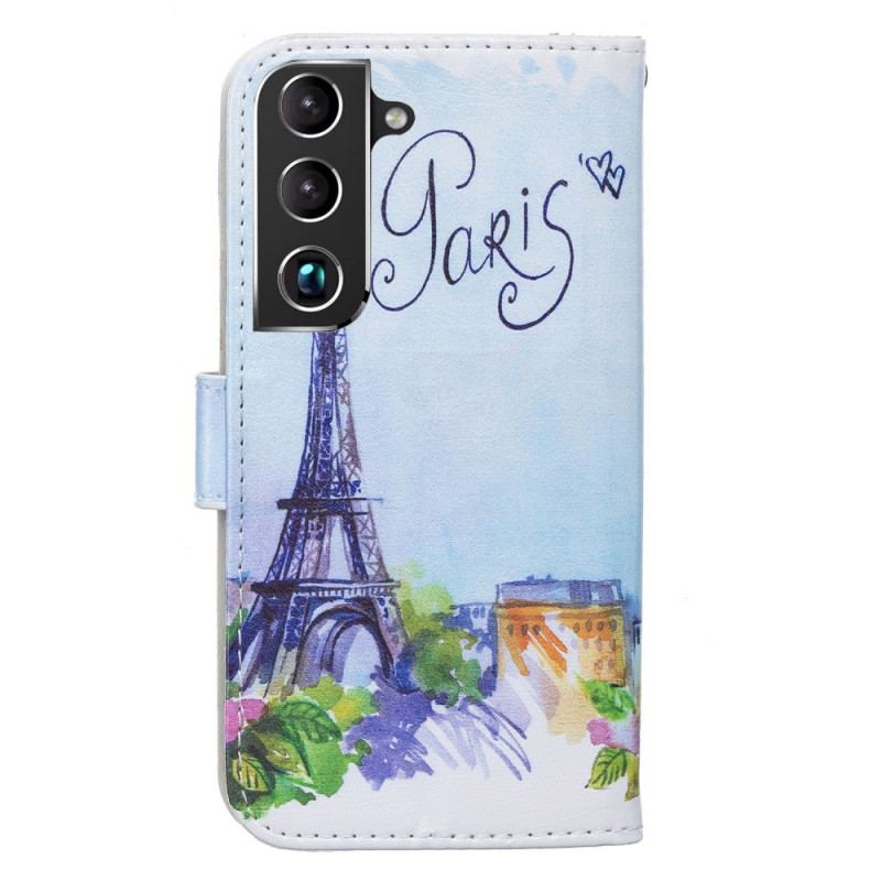 Capa Em Pele Para Samsung Galaxy S22 5G Pintando Paris