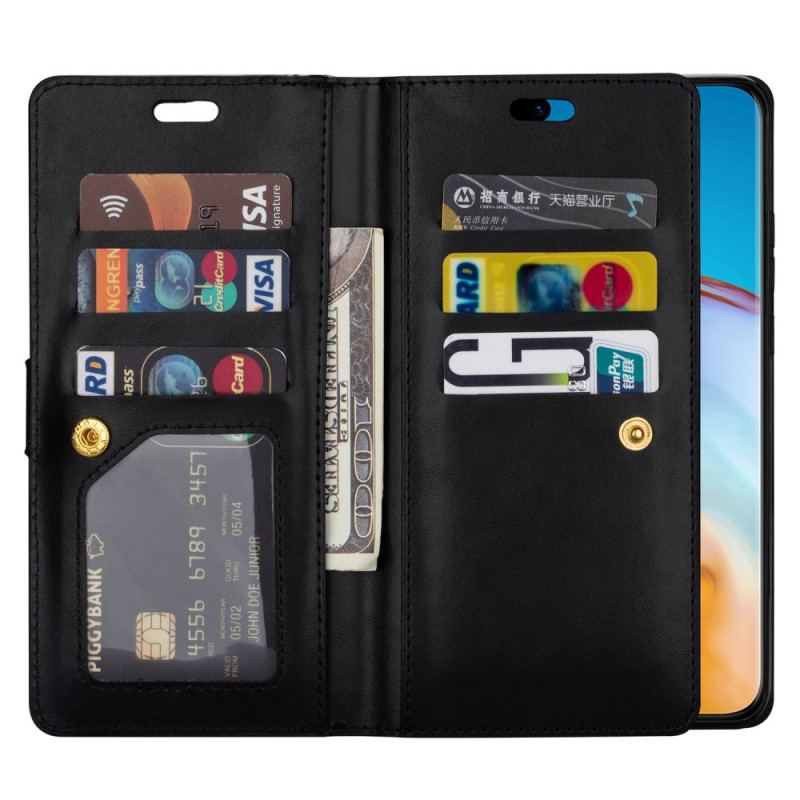 Capa Em Pele Para Samsung Galaxy S22 5G Porta-moedas E Cordão