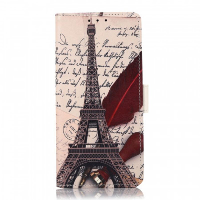 Capa Em Pele Para Samsung Galaxy S22 5G Torre Eiffel Do Poeta