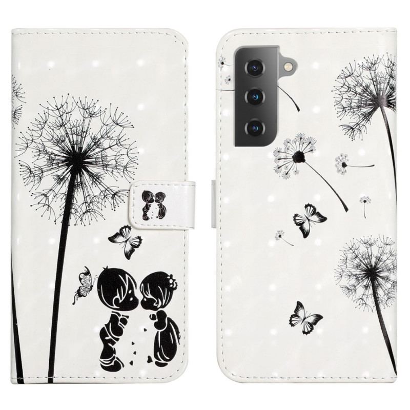 Capa Flip Para Samsung Galaxy S22 5G Bebê Amor Dente De Leão