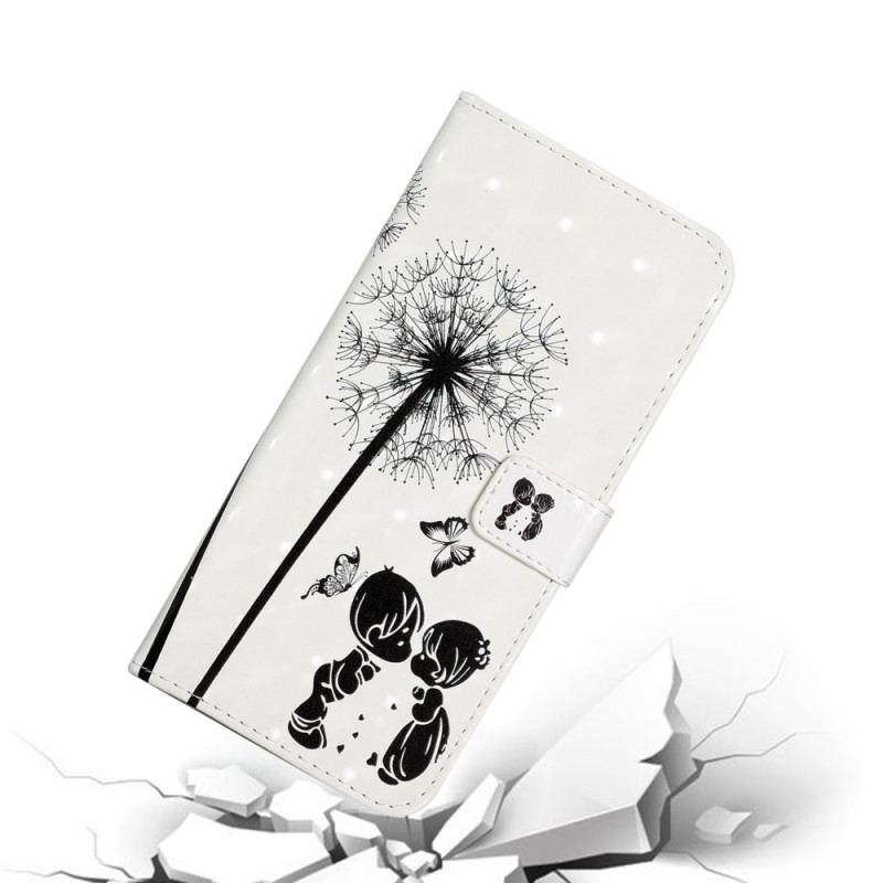 Capa Flip Para Samsung Galaxy S22 5G Bebê Amor Dente De Leão