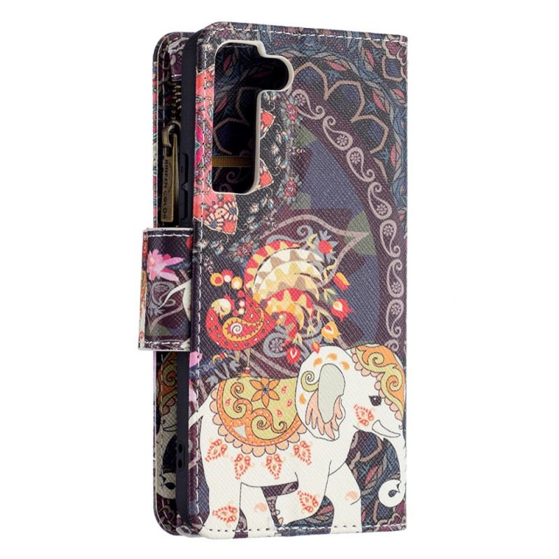 Capa Flip Para Samsung Galaxy S22 5G Bolso Elefante Com Zíper