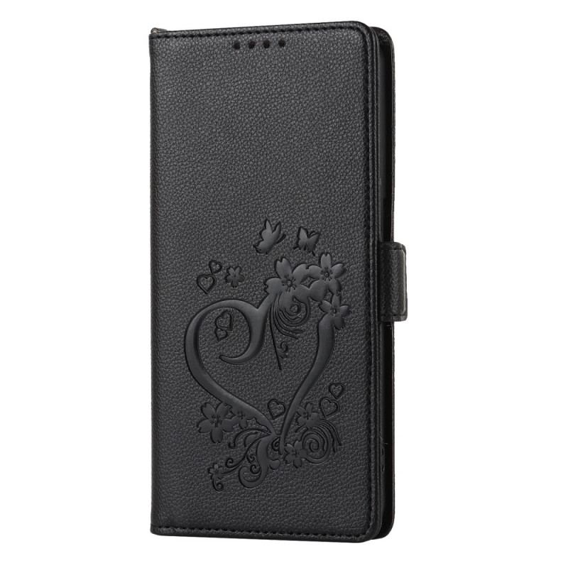 Capa Flip Para Samsung Galaxy S22 5G Coração Com Cordão