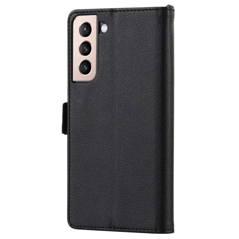 Capa Flip Para Samsung Galaxy S22 5G Coração Com Cordão