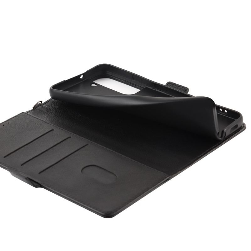 Capa Flip Para Samsung Galaxy S22 5G Coração Com Cordão