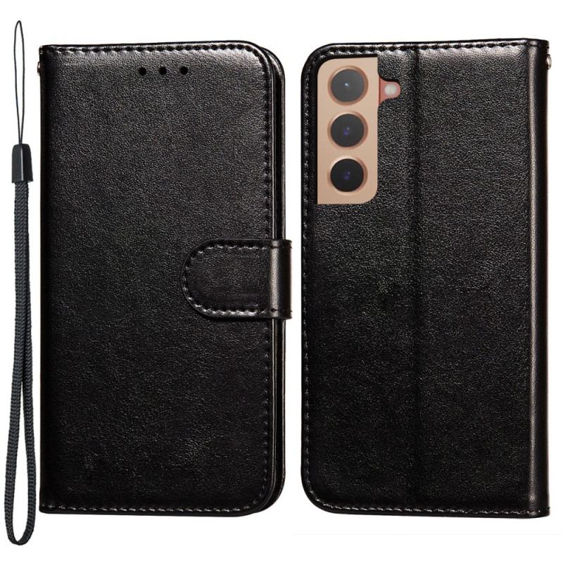 Capa Flip Para Samsung Galaxy S22 5G De Cordão Tiras De Cor Sólida