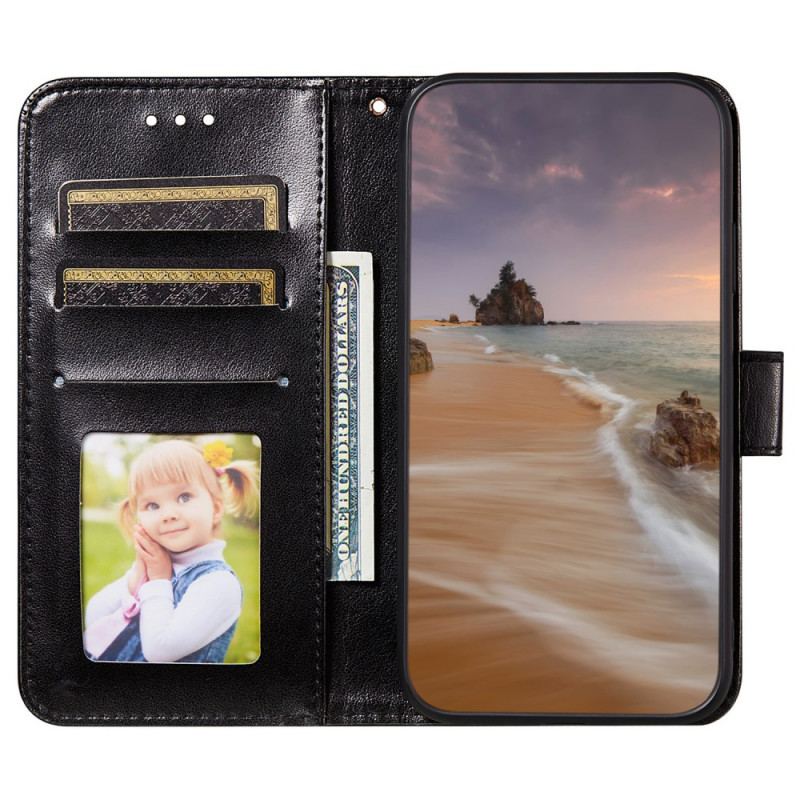 Capa Flip Para Samsung Galaxy S22 5G De Cordão Tiras De Cor Sólida