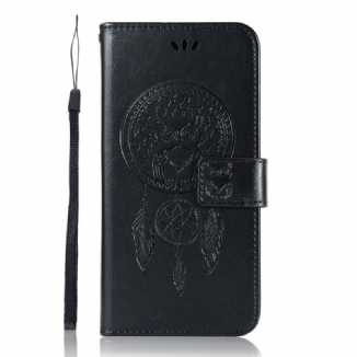 Capa Flip Para Samsung Galaxy S22 5G Coruja Apanhador De Sonhos Efeito Couro