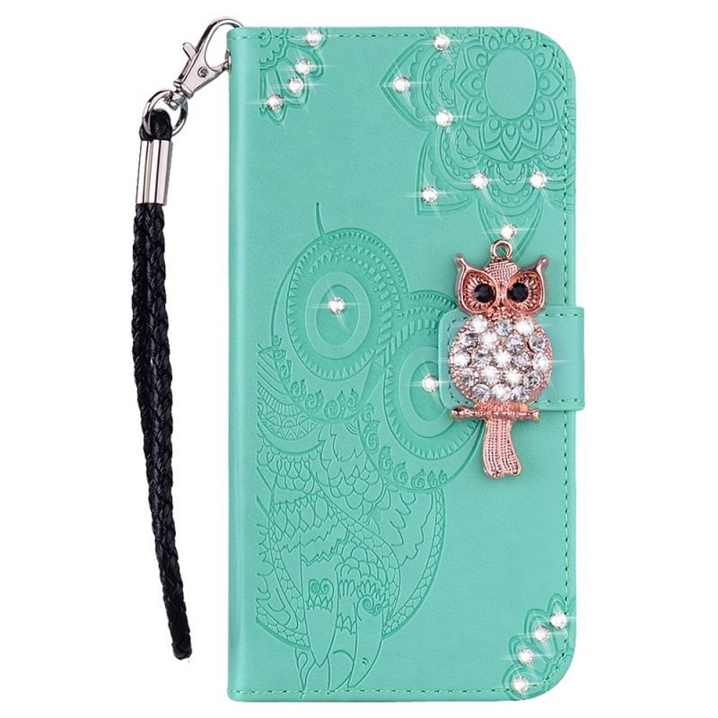 Capa Flip Para Samsung Galaxy S22 5G Coruja Mandala E Charme