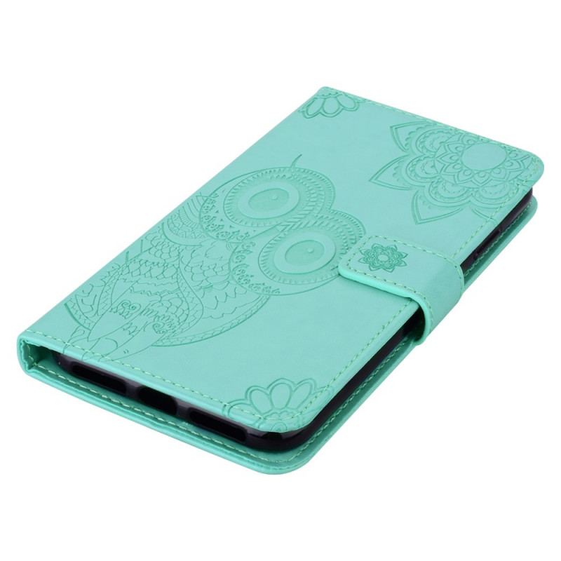 Capa Flip Para Samsung Galaxy S22 5G Coruja Mandala E Cordão